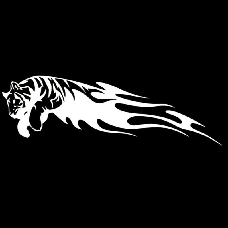 20X6.3CM TIGER Jump Flame Bardian Vinyl Car Sticker Motorcycle Decal Black Silver S6-2340