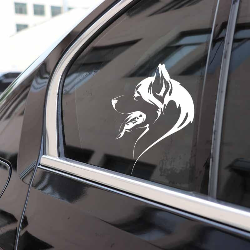 11.8X16.3CM Funny Vinyl Decal Abstract Dog Head Of Husky Animal Pet Car Stickers Black/Silver C24-1254