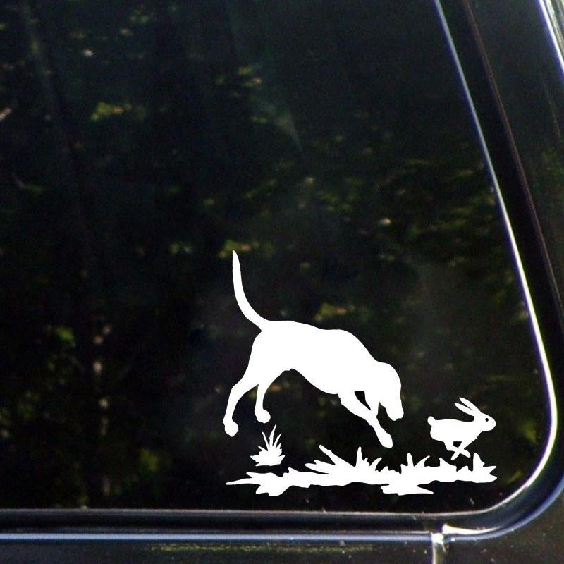 Rabbit And Dog Decal Hunting Window Vinyl Stickers Funny Cartoon Car Decals