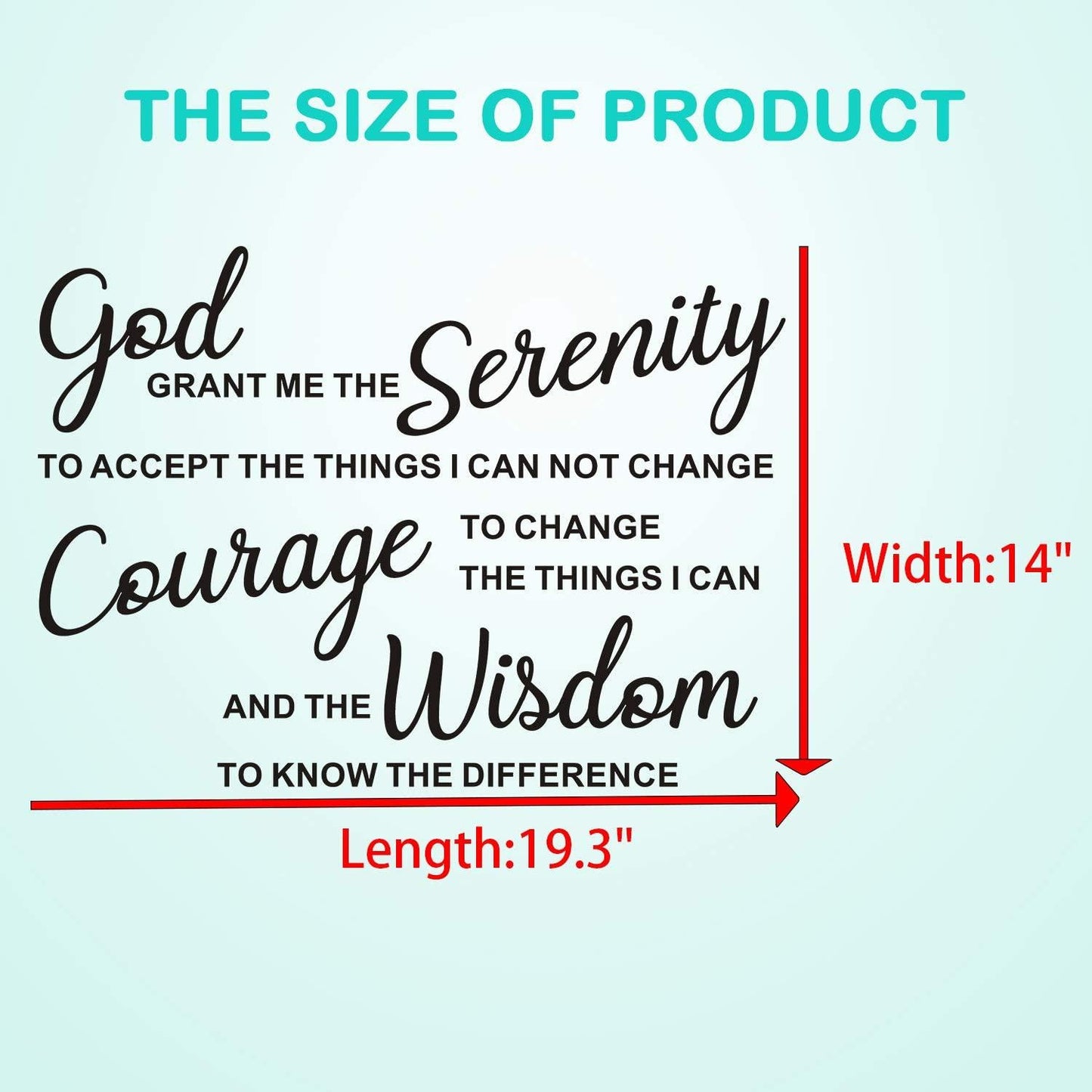 Scripture Wall Decal, Biblical Wall Decals, Quotes Religious Christian Bible Verse Faith Prayer Home Art Decor Vinyl Stickers Grant me The Serenity to Accept Things I can not Change 19.3"x14"