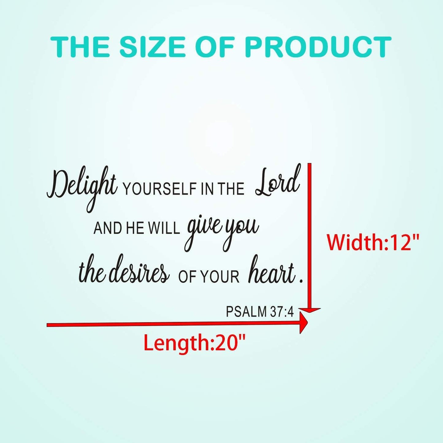 Bible Verse Wall Decal, Biblical Wall Decals, Church Prayer Quotes Scripture Home Art Decor Vinyl Stickers Delight Yourself in The Lord and He Will Give You The Desires of Your Heart 20"X12"