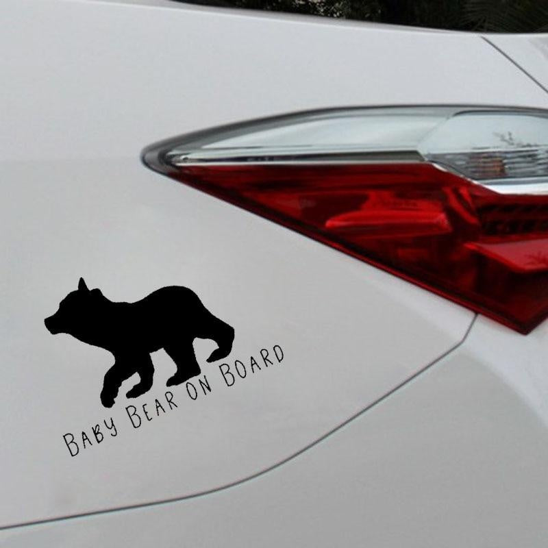 13.8CM*9.5CM BABY BEAR ON BOARD Vinyl Car Decal Fun Bumper Sticker Black/Silver C10-00774