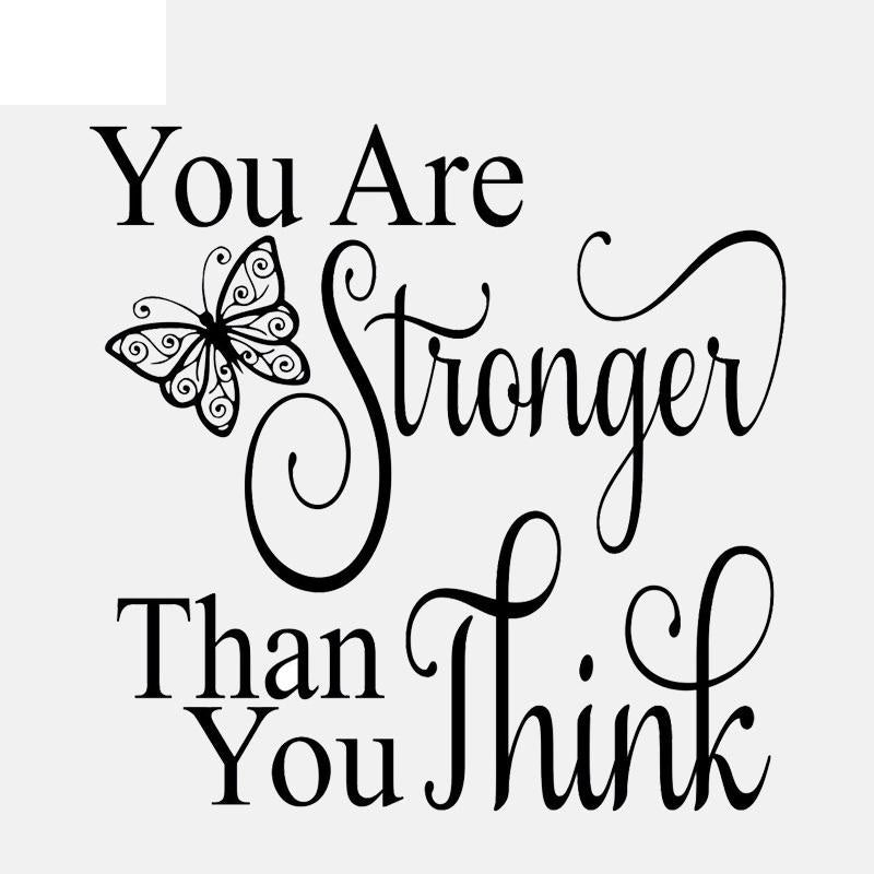 Hot 56CM*55.6CM You Are Stronger Than You Think Inspirational Quote Decal PVC Wall Sticker Decor W1-455