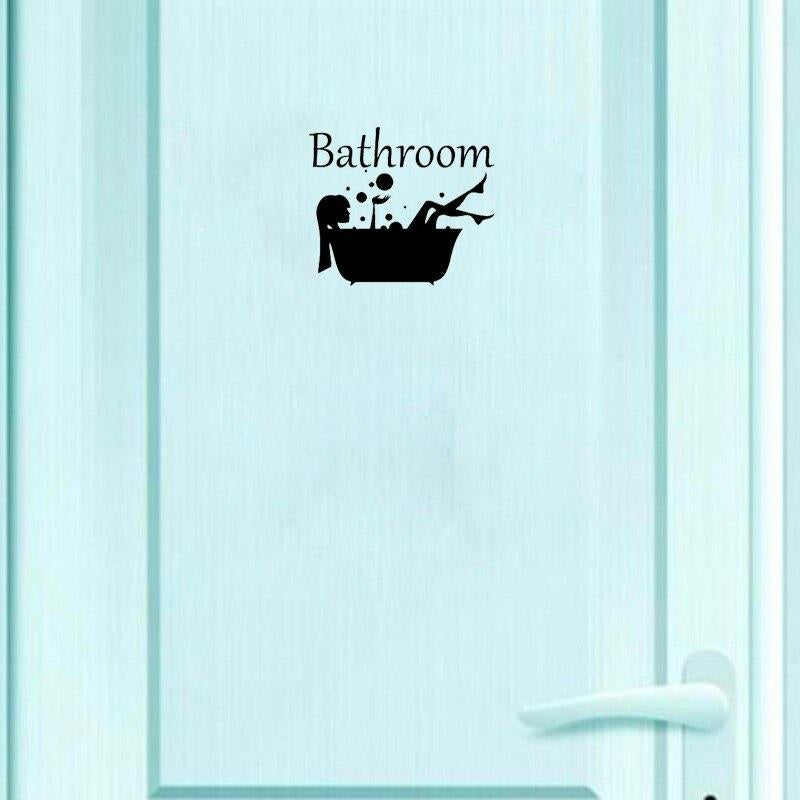 20*17.2CM Bathroom Decal Girl in Bath Vinyl Door Sticker Interesting Home Decoration Accessories Wall Sticker A2253