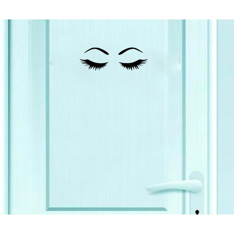 24*8.3CM Eyelashes Cute Fashion Wall Sticker Door Decoration Decal Black Accessories A40352