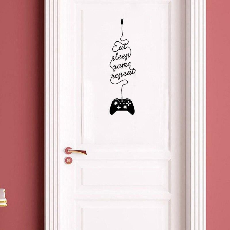 6.7*25CM EAT SLEEP GAME Wall Decal Gamer Creative Sticker Bedroom Door Decor D1-0016