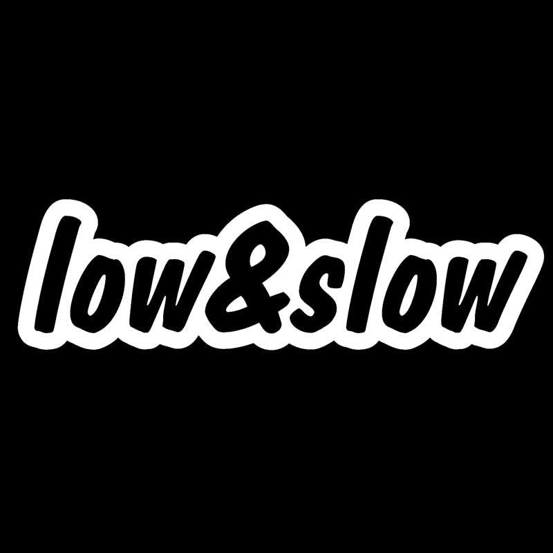 18*5.3CM LOW & SLOW Funny Car Decal Racing Style JDM Personalized Cool Vinyl Car Stickers Black/Silver C9-0110