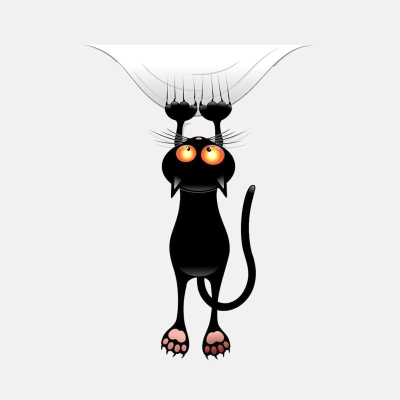 12.3CM*16.1CM Window Decoration Black Cat Catches Down Decal Car Sticker 11-00965