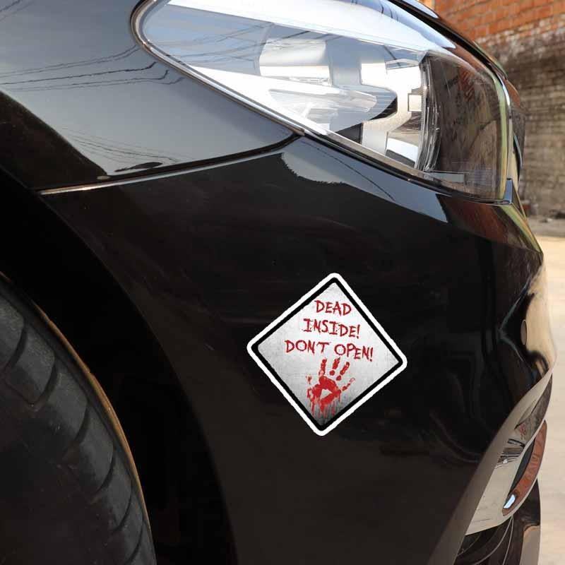 14CM*14CM Bloody DEAD INSIDE DONT OPEN ZOMBIE Car Sticker C1-7549