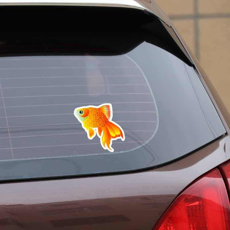 12.5CM*12.2CM Fashion Animal Yellow Cartoon Goldfish PVC Decal Car Sticker