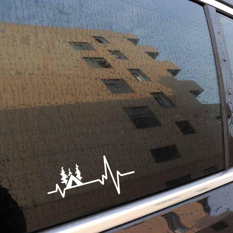 16.6CM*7.7CM Fun Camp Eagle Scouts Fishing Heartbeat Vinyl Black/Silver Car Sticker C22-1194