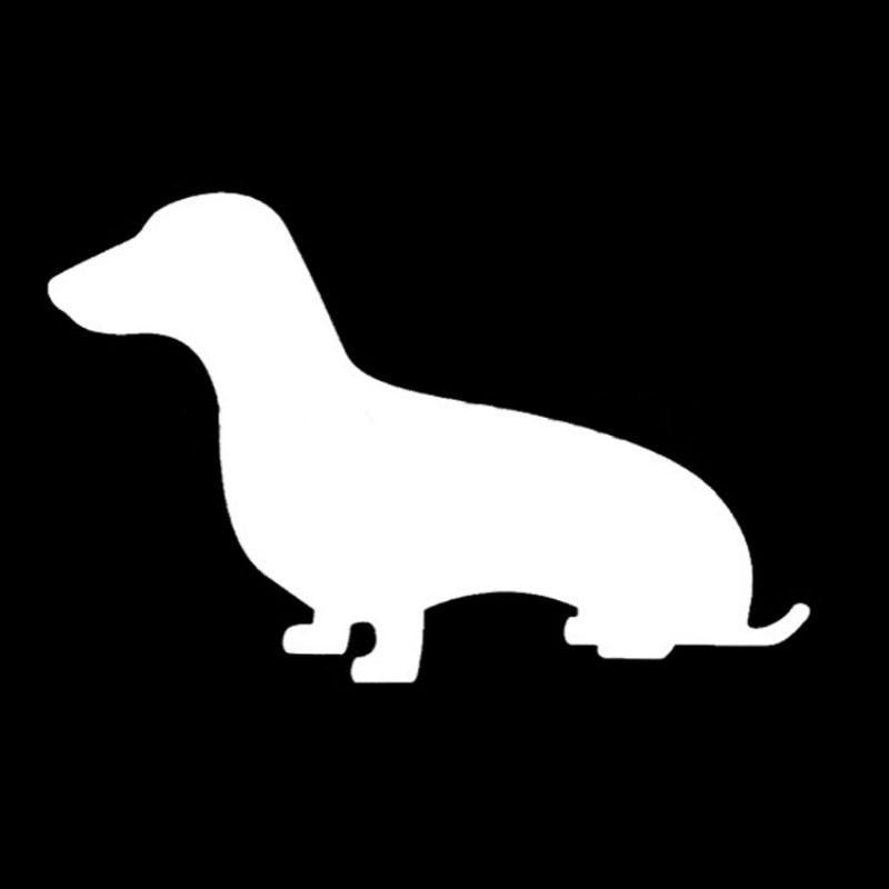 Fashion 15*9.5CM Dachshund Car Sticker Cute Pet Dog Motorcycle Car Stickers And Decals Black Silver