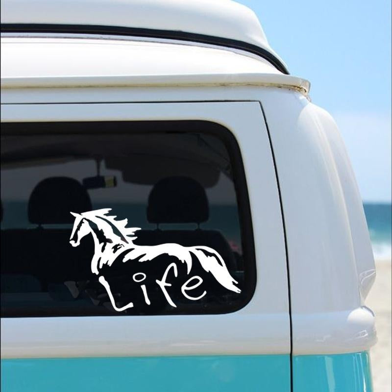 Horse Life Vinyl Car Truck Window Sticker Decal Removable Color:Black,Silver