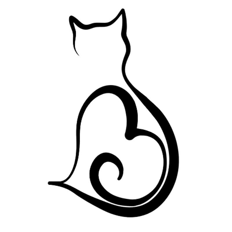 Cute Cats Heart Car Bumper Sticker Auto window vinyl sticker decal Heart Funny Silver/black/Multicolor