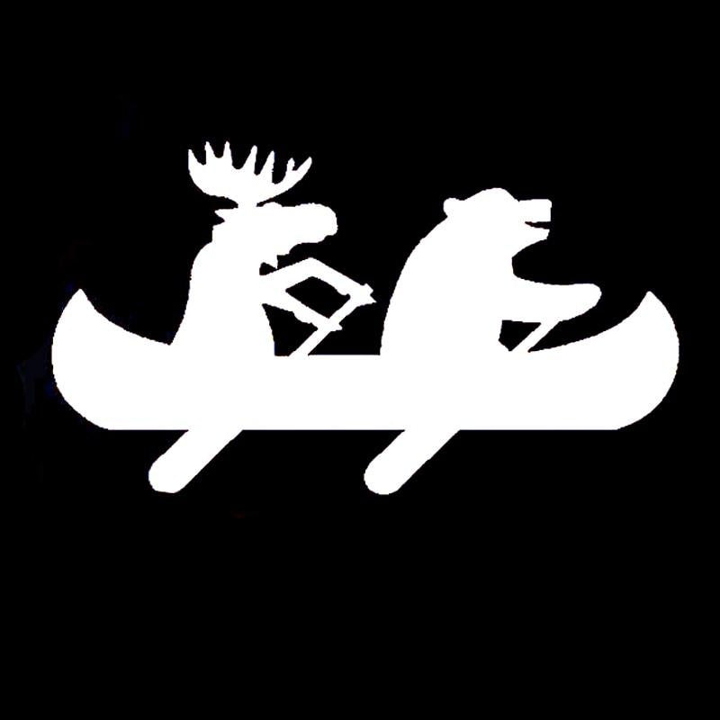 New Fashion 15.4CM*8.7CM Interesting Moose Bear Canoe Decal Vinyl Car Sticker S9-0334
