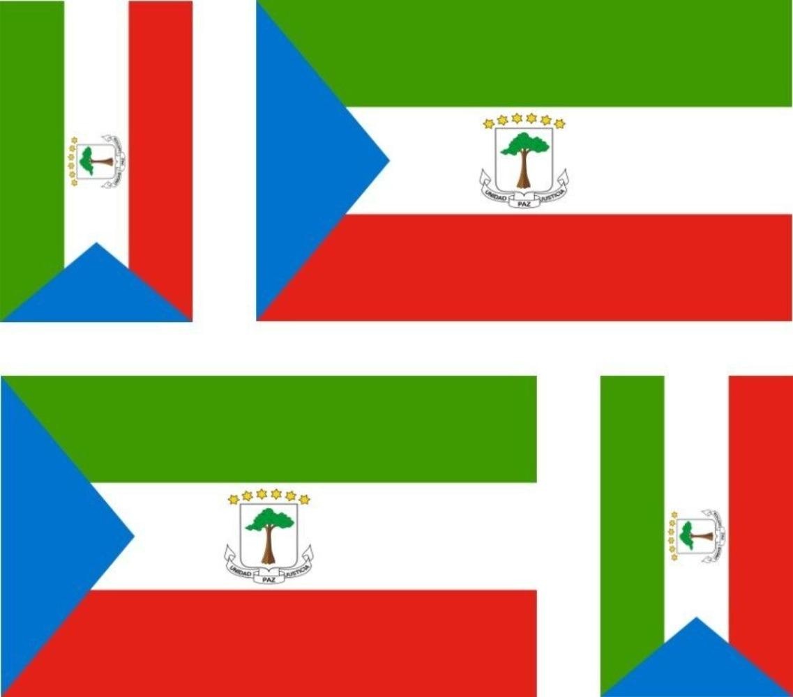 Set of 4x Sticker Vinyl Car Bumper Decal Outdoor World Flag Equatorial Guinea