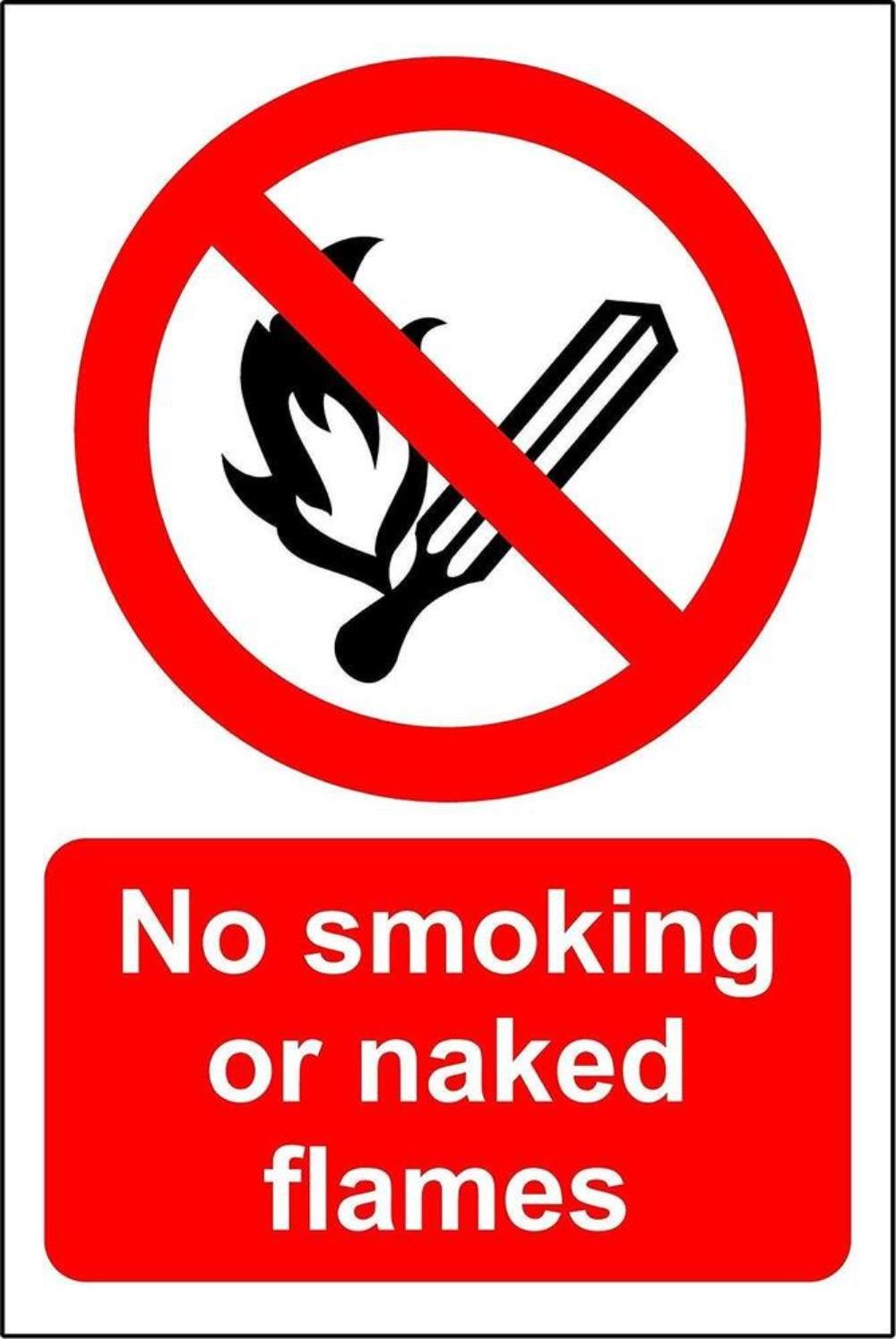 4X No Smoking or Naked Flames Safety Sign Sticker Warning Sign Sticker Decal