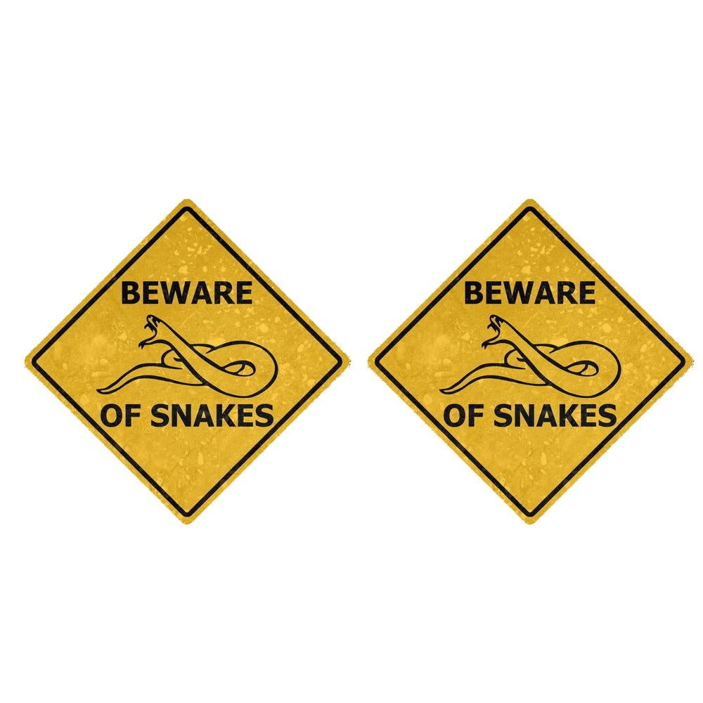 Pack of 2 150mm x 150mm Sticker decal warning car beware road sign warning snakes