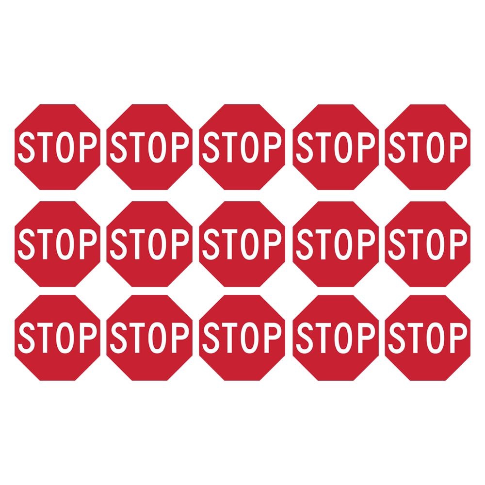 Pack of 15 1.5" Stop Sign Stickers octagon shape outdoor durable