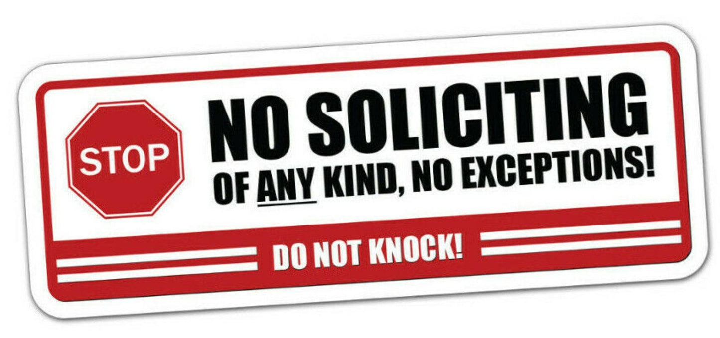3X No Soliciting Sticker Window Vinyl Label Decal Home Knocking Notice Knock Door