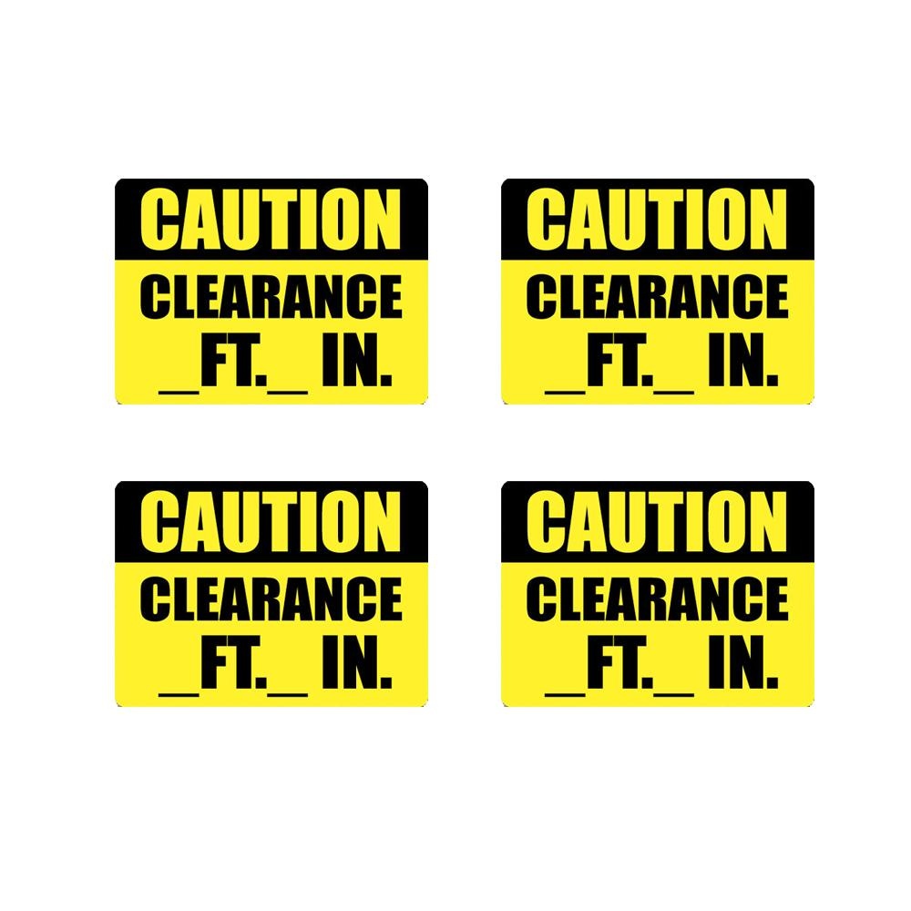 Pack of 4 75mmx45mm Clearance Height Sticker Decal Feet Danger Vinyl Warning Caution Truck Vehicle