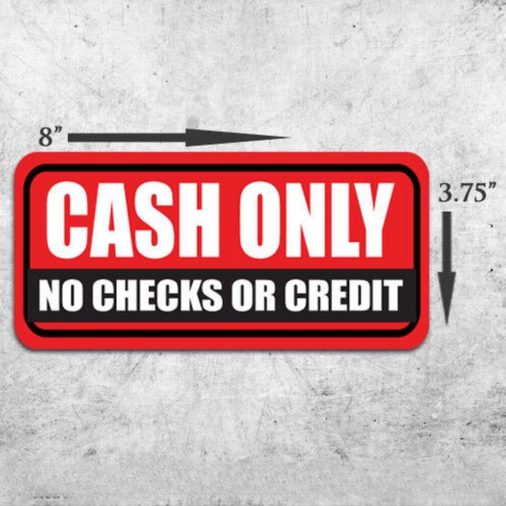 2x Cash Only Stickers Decal Business Register Checks Window ATM Credit No Checks