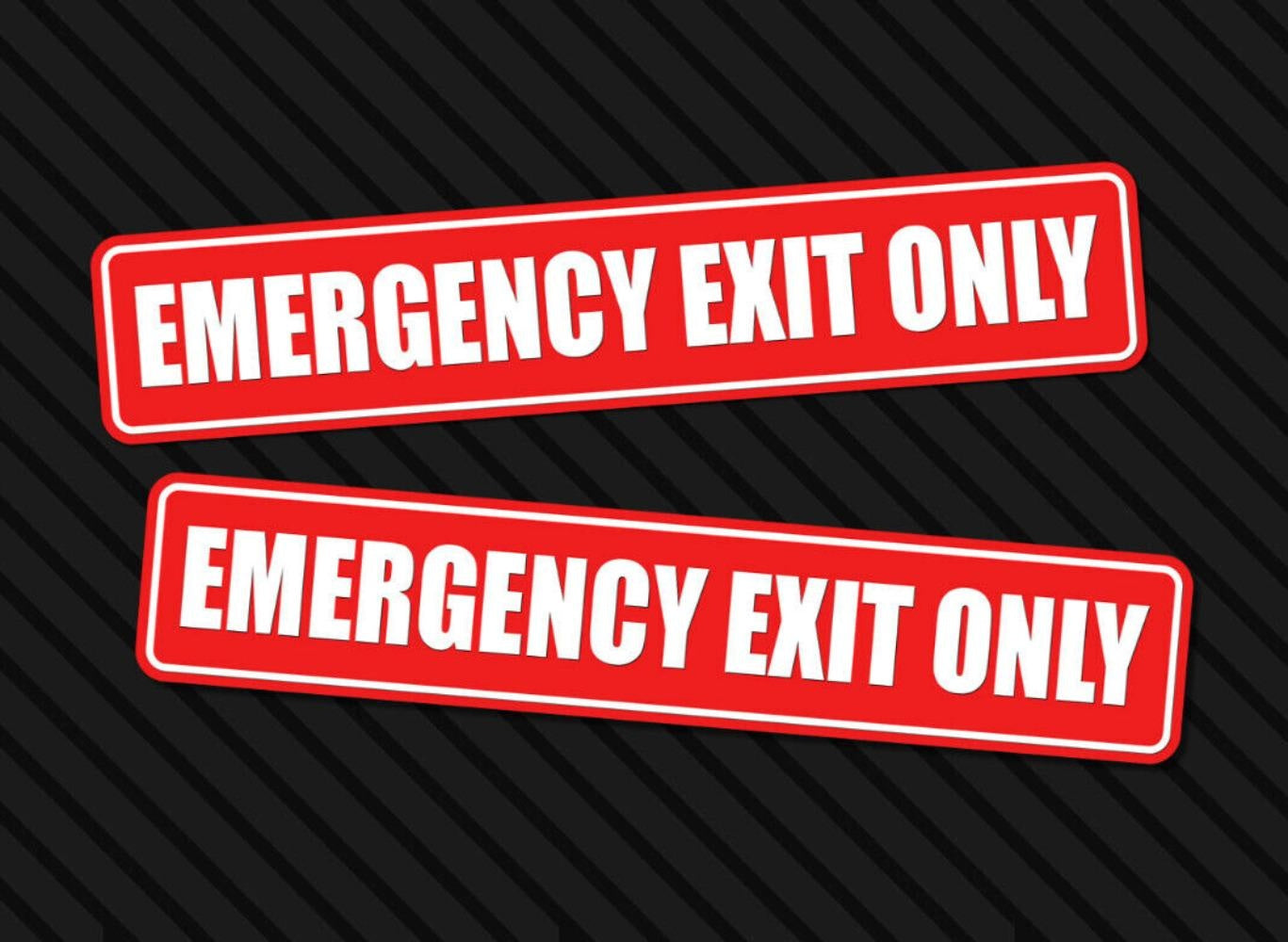 2X Emergency Exit Only Sticker Alarm Door Safety Vehicle Warning Sticker Decal