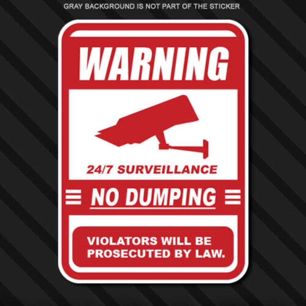 3X No Dumping Video Surveillance sign vinyl decal sticker outdoor business garbage