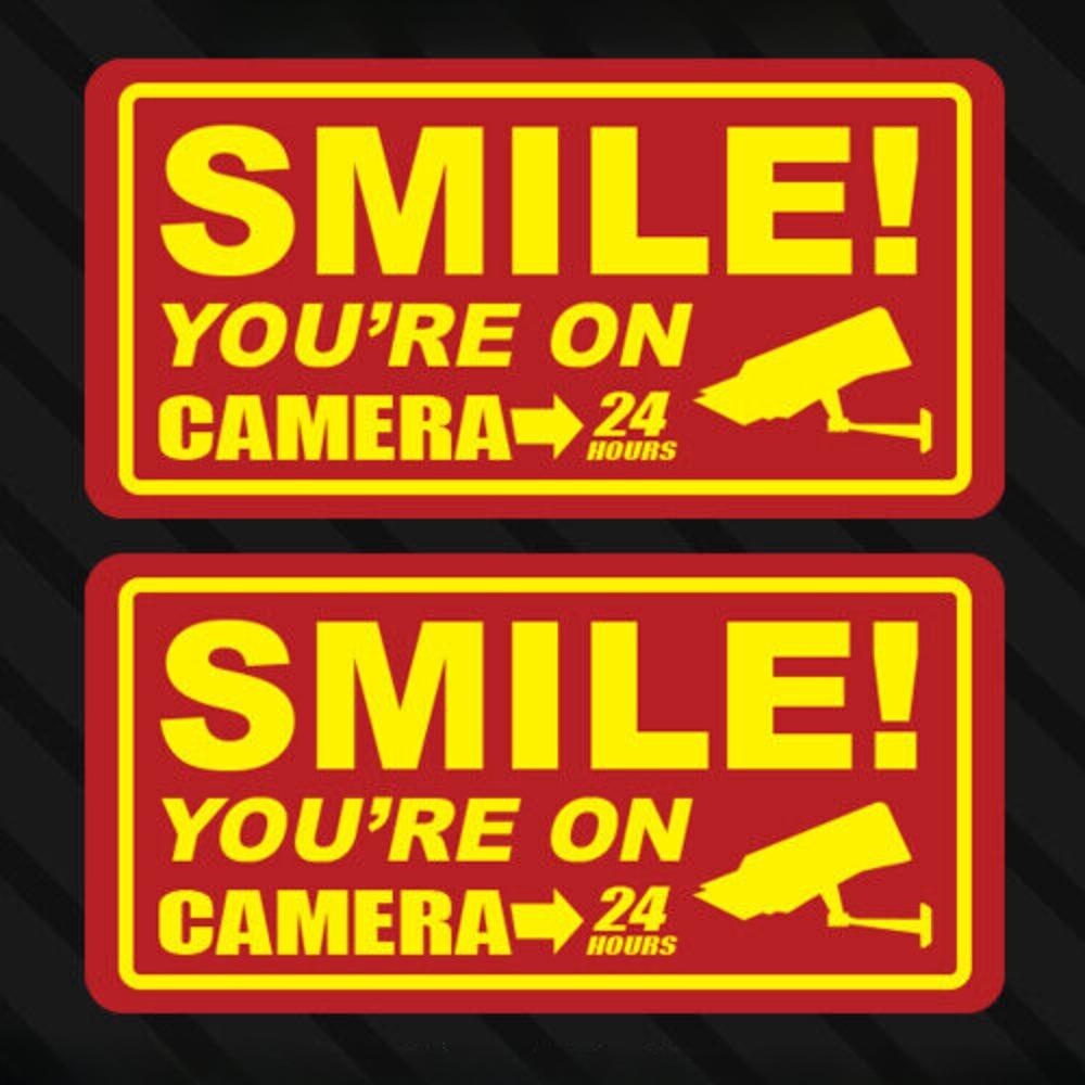 2x Camera Security Sticker Window Alarm Surveillance Home Caution Warning CCTV