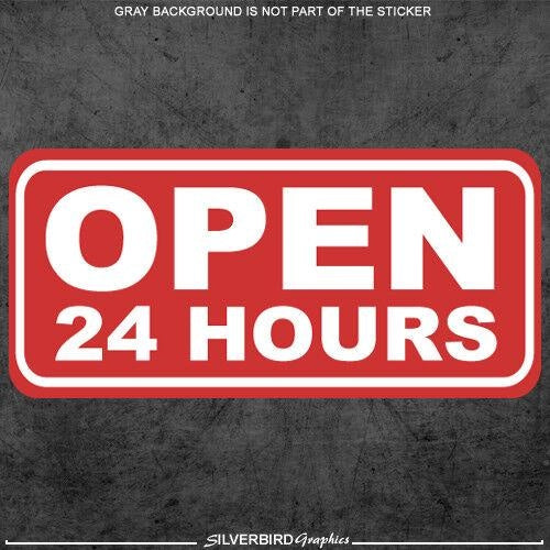 3X Open 24 Hours - Sticker Decal Business Window Store Label Vinyl Weatherproof Sticker Decal