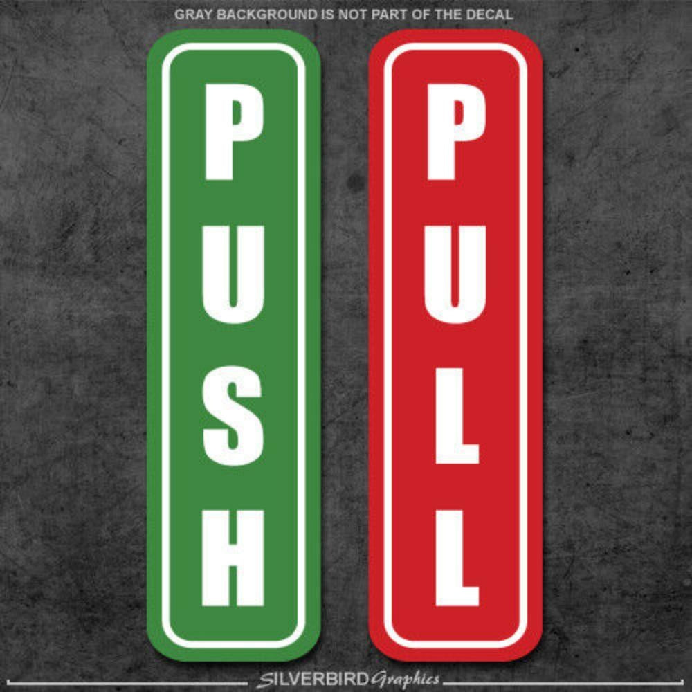 3X Push and Pull Stickers Door Decals Store Office Window Bar Vinyl Business