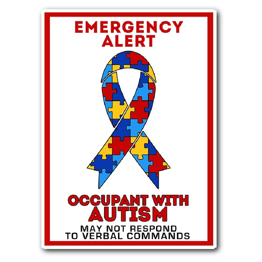 3X Occupant Child Adult With Autism Emergency Car Truck Window Decal Vinyl Sticker