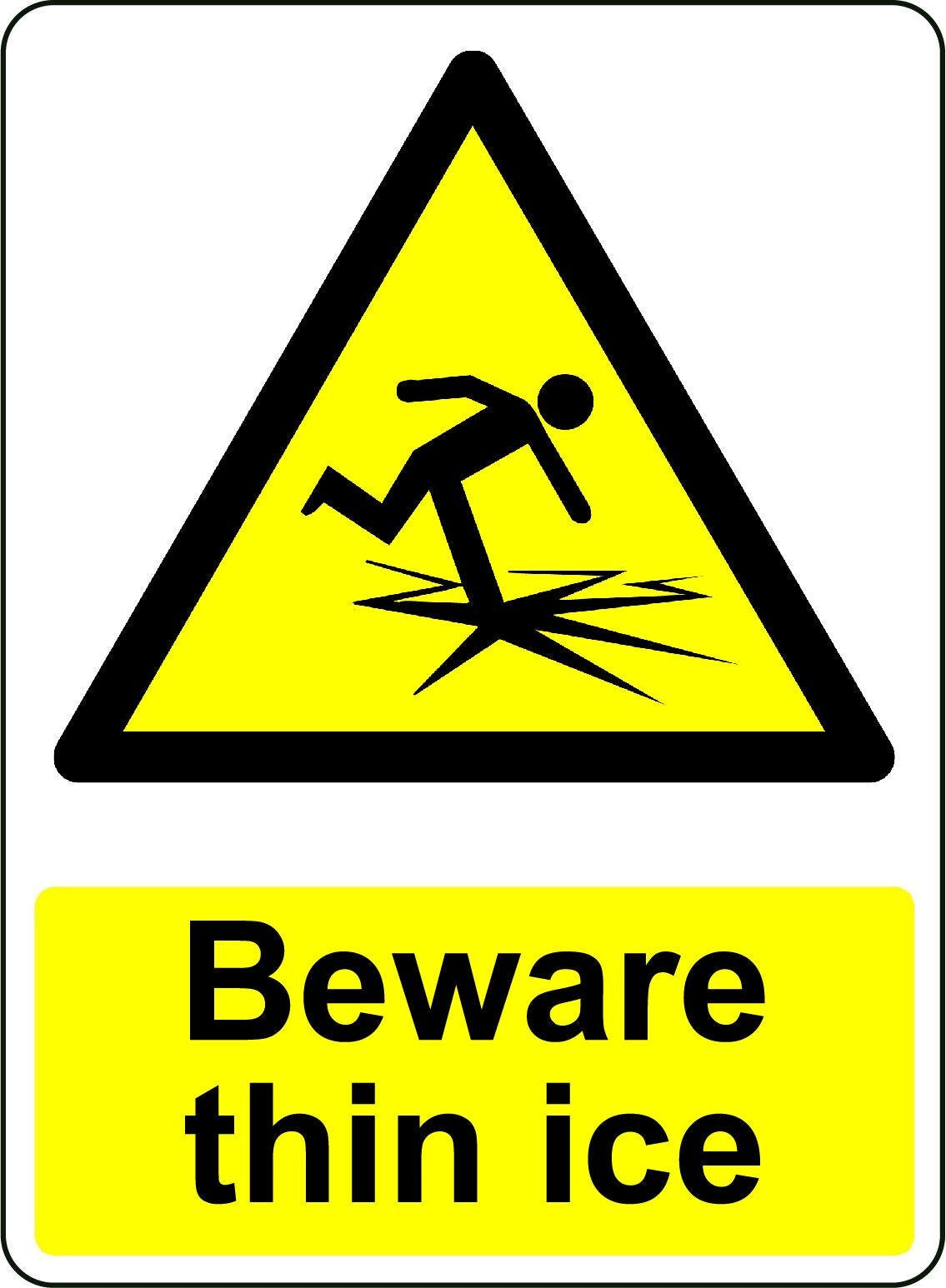 2x Warning Beware Thin Ice Osha Decal Safety Sign Sticker Decal