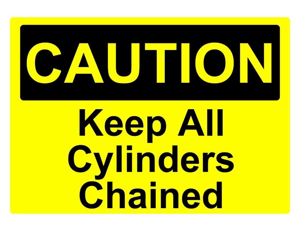 3X CAUTION KEEP ALL CYLINDERS CHAINED OSHA DECAL SAFETY SIGN STICKER
