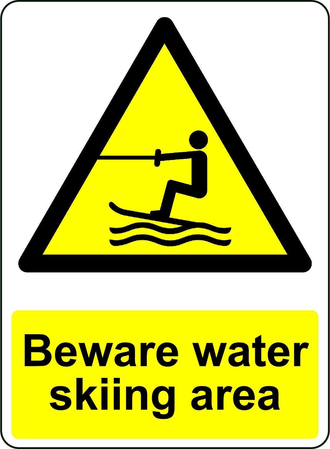 2X WARNING BEWARE WATER SKIING AREA OSHA DECAL SAFETY DANGER SIGN STICKER