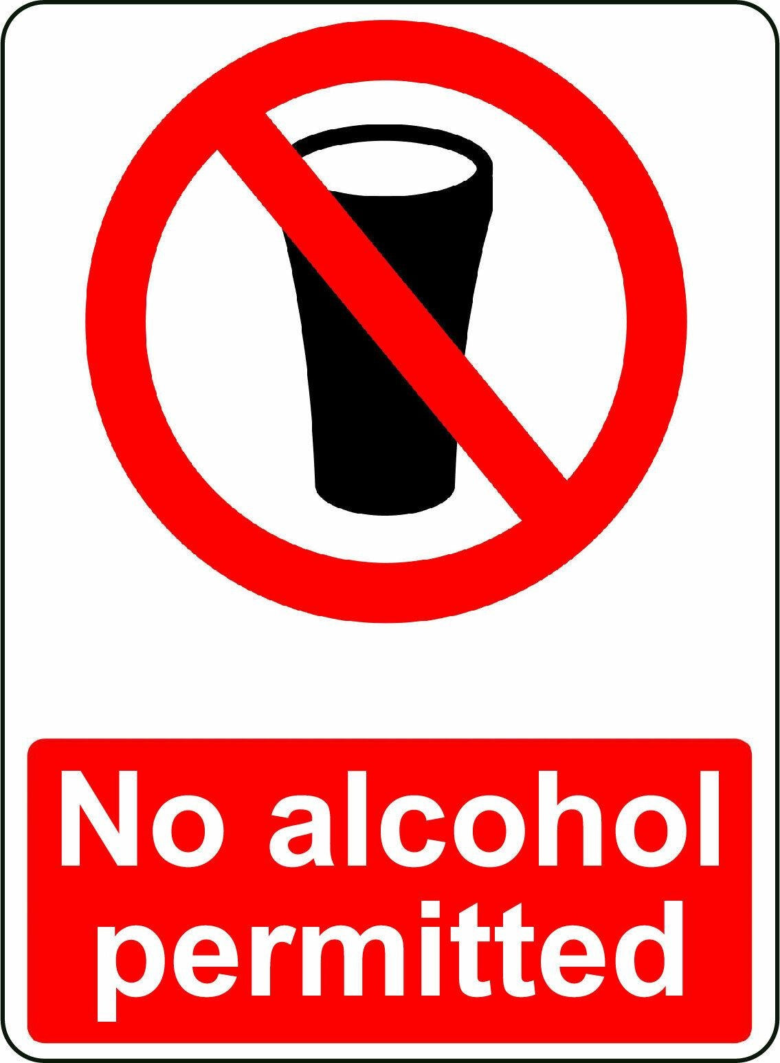 2X NO ALCOHOL PERMITTED OSHA DECAL SAFETY SIGN STICKER