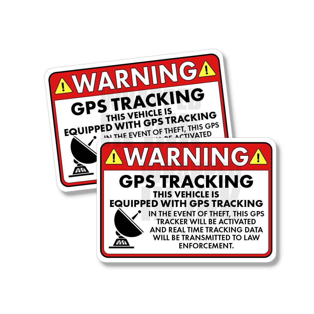 Vehicle GPS Tracking Warning Law Enforcement Funny Sticker Decal 2 PACK 5"