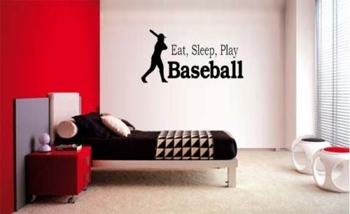 Hot EAT SLEEP PLAY BASEBALL LETTERING DECAL WALL VINYL DECOR STICKER ROOM SPORTS