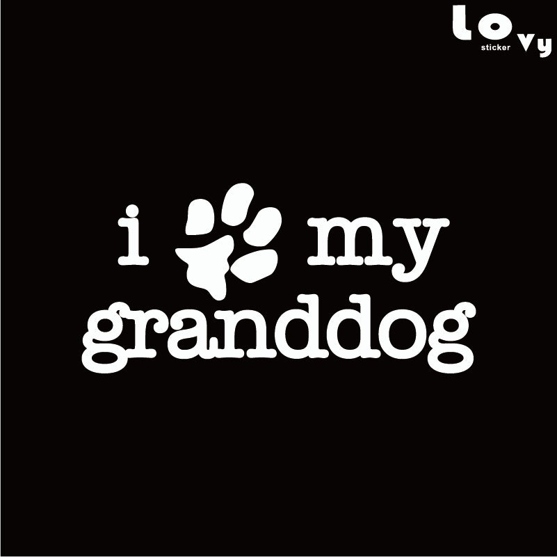 I LOVE MY GRANDDOG Car Sticker Cartoon Animal Dog Vinyl Car Decals