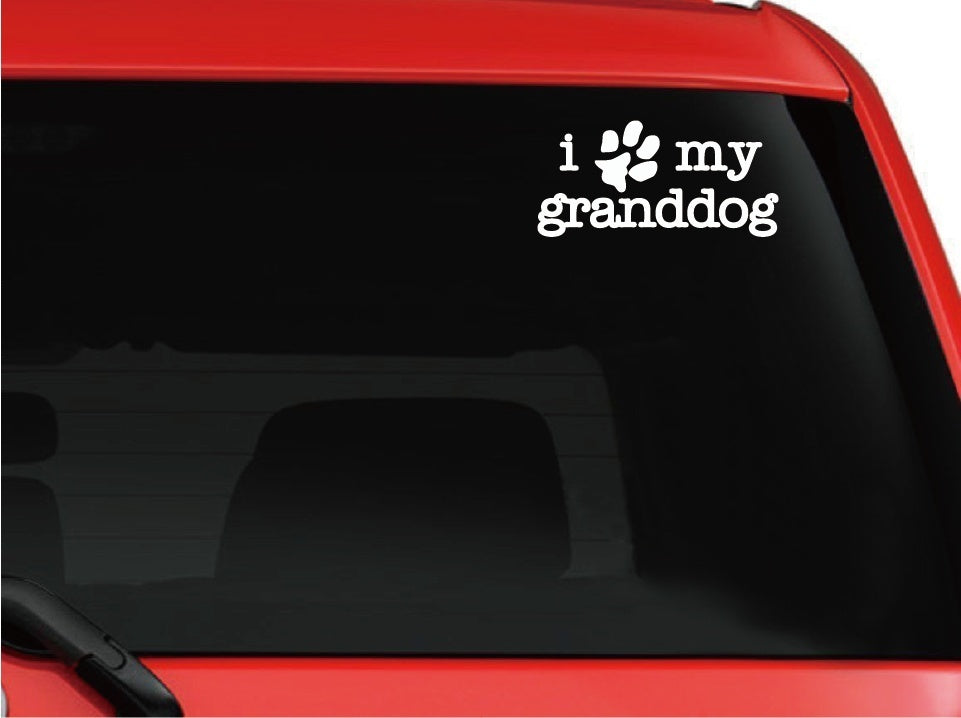 I LOVE MY GRANDDOG Car Sticker Cartoon Animal Dog Vinyl Car Decals