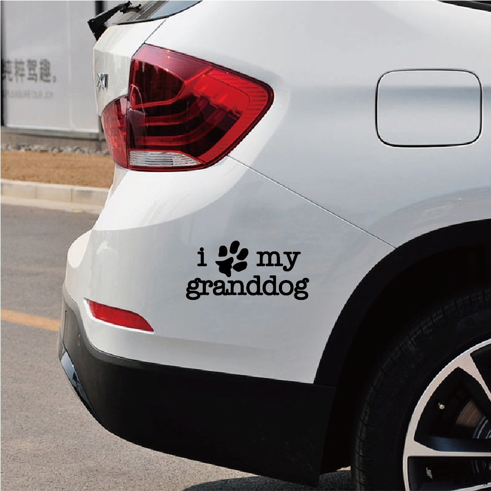 I LOVE MY GRANDDOG Car Sticker Cartoon Animal Dog Vinyl Car Decals