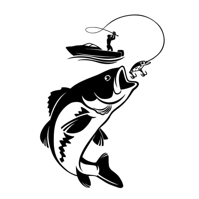 Vinyl Fish Decal Car Sticker Fishing Fisherman Hobby Fish Boat Sticker