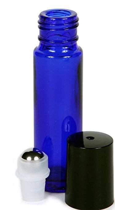 28pcs/lot, Amber - Cobalt Blue 10 Ml Glass Roll-on Bottles with Stainless Steel Roller Balls + 3pcs Droppers + 1pcs Roller Bottle Opener -Refillable Aromatherapy Essential Oil Roll on Bottles