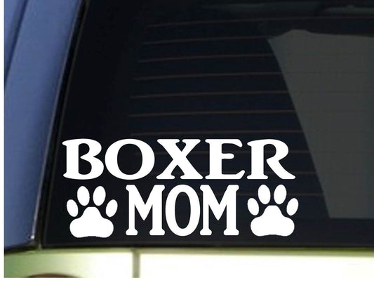 High-quality Boxer Mom sticker  8.5 inch wide vinyl ear crop leash collar Car Sticker