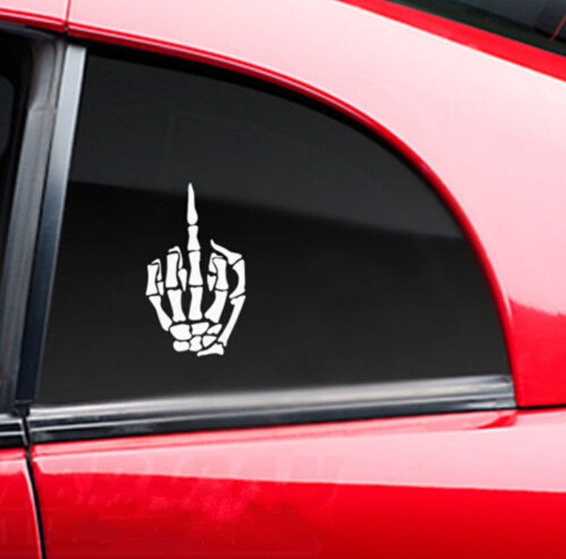 High-quality Skeleton Middle Finger Sticker Skull Bone Car Vinyl Decal Stickers