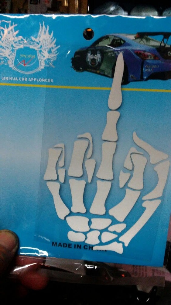 High-quality Skeleton Middle Finger Sticker Skull Bone Car Vinyl Decal Stickers