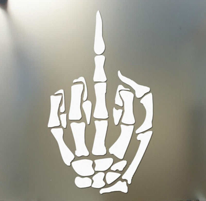 High-quality Skeleton Middle Finger Sticker Skull Bone Car Vinyl Decal Stickers