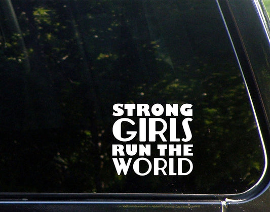 Fashion Strong Girls Run the World - 4-1/4inches X 3-3/4inches - Vinyl Die Cut Decal/ Bumper Sticker for Windows, Cars, Trucks, Laptops, Etc.
