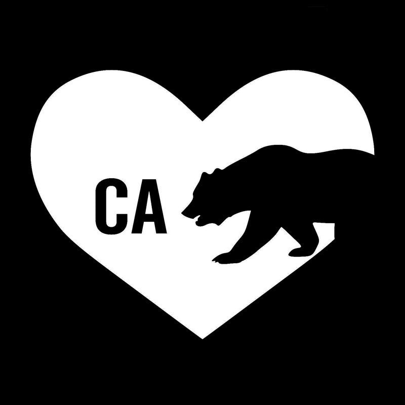 Fashion car Stickers 12.7cm*9.9cm I Love California State Bear Car Window Vinyl Decal Sticker Car Styling Decoration  Sliver C8-0712