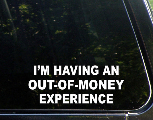 High-quality Im Having an Out of Money Experience - 9inches X 3-1/2inches - Vinyl Die Cut Decal/ Bumper Sticker for Windows, Cars, Trucks, Laptops, Etc.